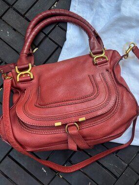 Chloe Marcie Medium Shoulder Bag Leather Maple-Authentic